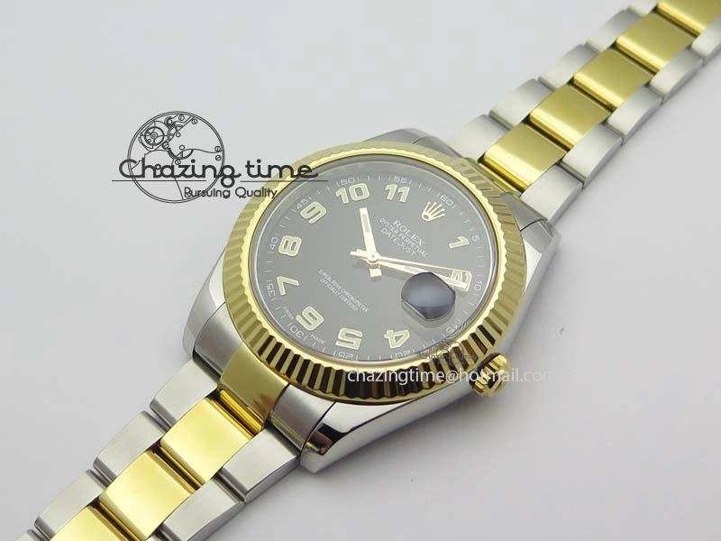 DateJust II 116333 SS YG 41mm EW Best Edition Black Dial Numeral Markers On SS Bracelet A3136