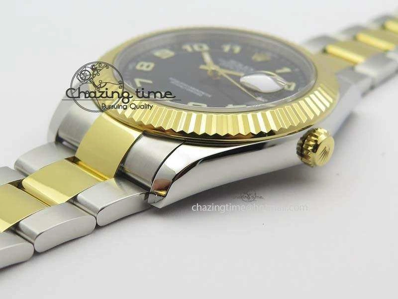 DateJust II 116333 SS YG 41mm EW Best Edition Black Dial Numeral Markers On SS Bracelet A3136