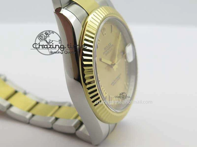 DateJust II 116333 SS YG 41mm EW Best Edition Gold Dial Roman Markers On SS Bracelet A3136