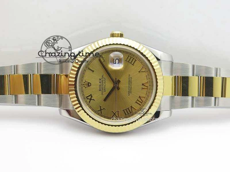 DateJust II 116333 SS YG 41mm EW Best Edition Gold Dial Roman Markers On SS Bracelet A3136