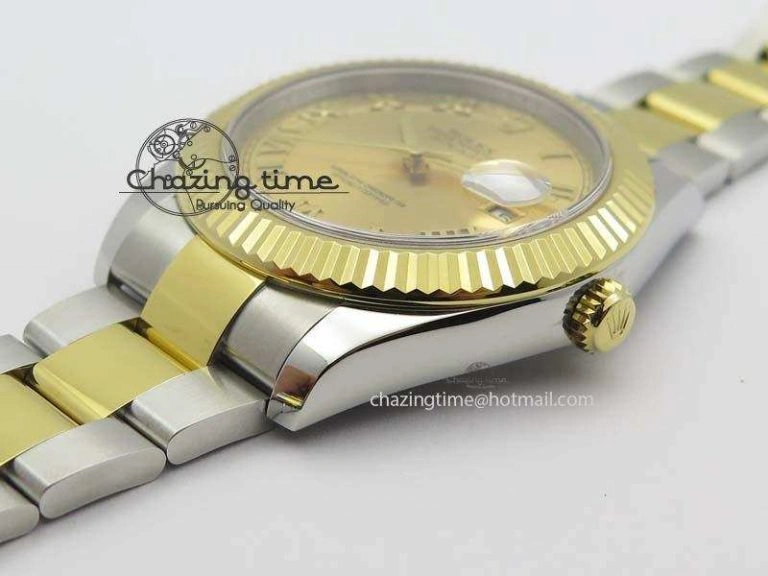 DateJust II 116333 SS YG 41mm EW Best Edition Gold Dial Roman Markers On SS Bracelet A3136