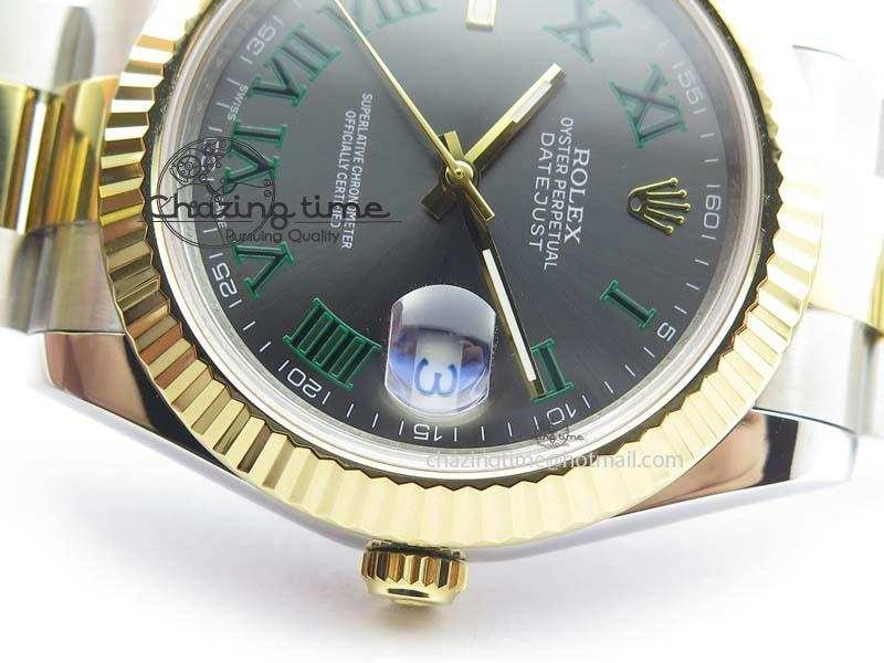 DateJust II 116333 SS YG 41mm EW Best Edition Gray Dial Roman Markers On SS Bracelet A3136
