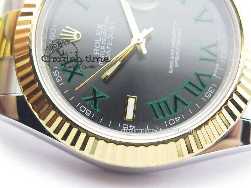 DateJust II 116333 SS YG 41mm EW Best Edition Gray Dial Roman Markers On SS Bracelet A3136