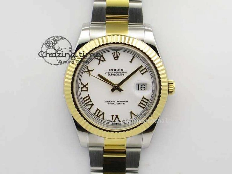 DateJust II 116333 SS YG 41mm EW Best Edition White Dial Roman Markers On SS Bracelet A3136