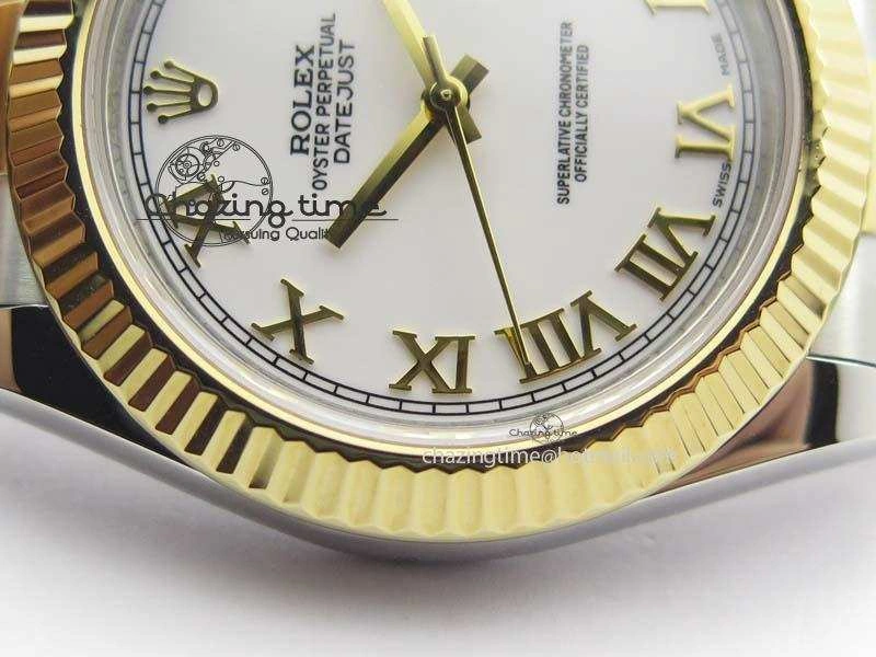 DateJust II 116333 SS YG 41mm EW Best Edition White Dial Roman Markers On SS Bracelet A3136