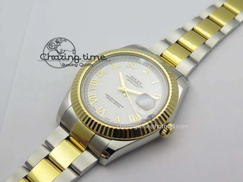 DateJust II 116333 SS YG 41mm EW Best Edition White Dial Roman Markers On SS Bracelet A3136