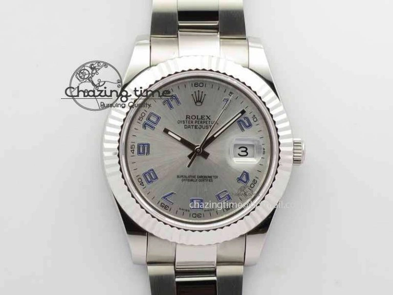 DateJust II 116334 41mm SS BP Maker Best Edition Silver Blue Arabic Dial On SS Bracelet SA3136