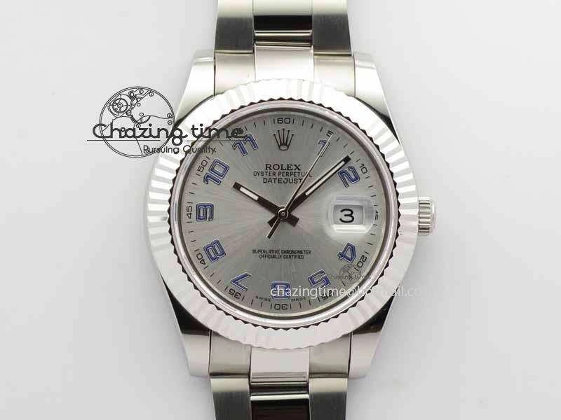 DateJust II 116334 41mm SS BP Maker Best Edition Silver Blue Arabic Dial On SS Bracelet SA3136