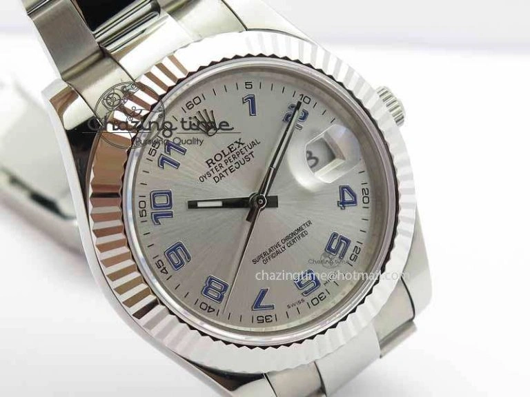 DateJust II 116334 41mm SS BP Maker Best Edition Silver Blue Arabic Dial On SS Bracelet SA3136
