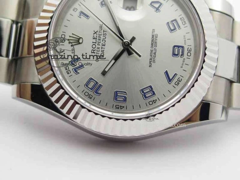 DateJust II 116334 41mm SS BP Maker Best Edition Silver Blue Arabic Dial On SS Bracelet SA3136