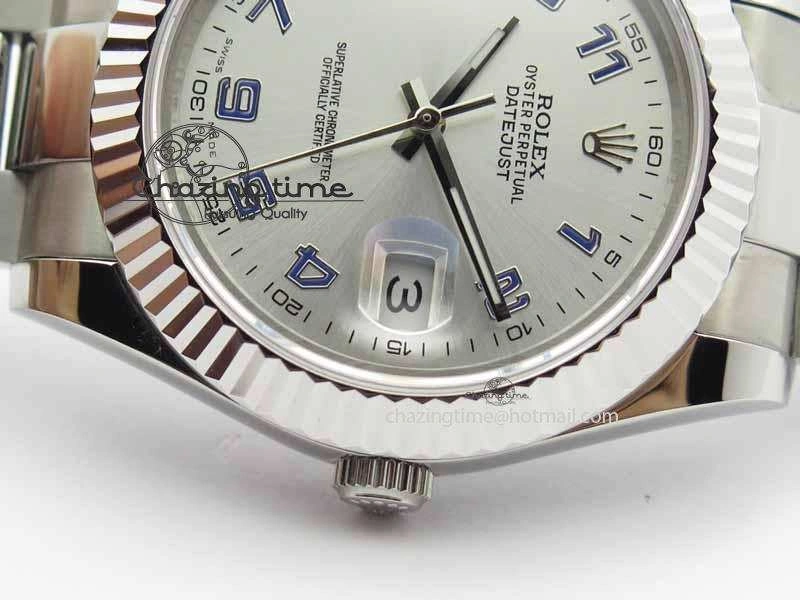 DateJust II 116334 41mm SS BP Maker Best Edition Silver Blue Arabic Dial On SS Bracelet SA3136