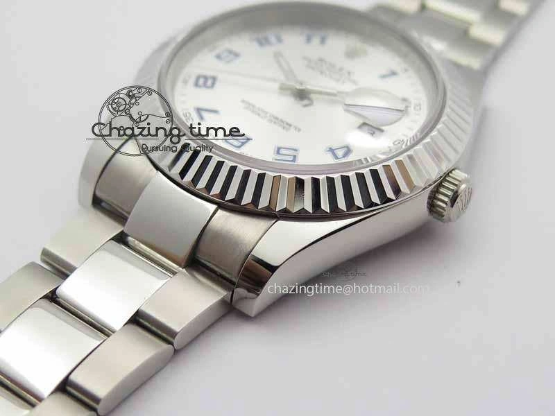 DateJust II 116334 41mm SS BP Maker Best Edition Silver Blue Arabic Dial On SS Bracelet SA3136