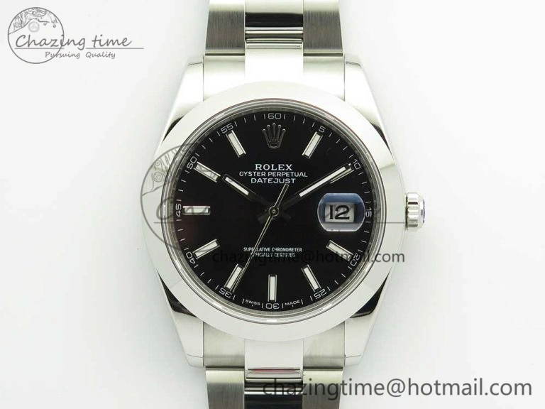 DateJust II 126334 41mm SS BP 1:1 Best Edition Black Dial Sticks Makers on Oyster Bracelet