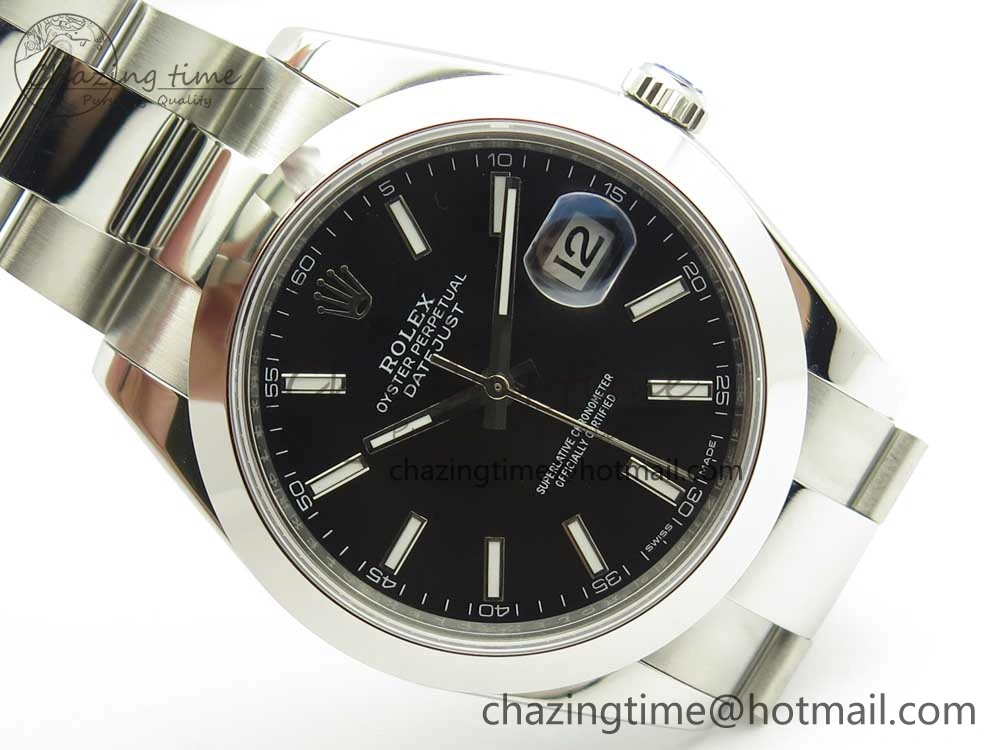 DateJust II 126334 41mm SS BP 1:1 Best Edition Black Dial Sticks Makers on Oyster Bracelet