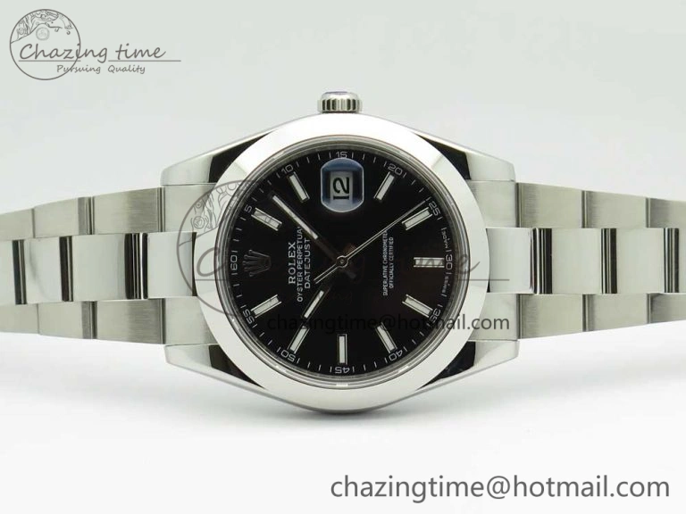 DateJust II 126334 41mm SS BP 1:1 Best Edition Black Dial Sticks Makers on Oyster Bracelet