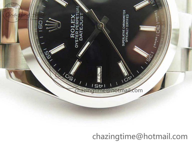 DateJust II 126334 41mm SS BP 1:1 Best Edition Black Dial Sticks Makers on Oyster Bracelet