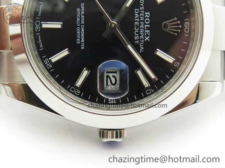 DateJust II 126334 41mm SS BP 1:1 Best Edition Black Dial Sticks Makers on Oyster Bracelet