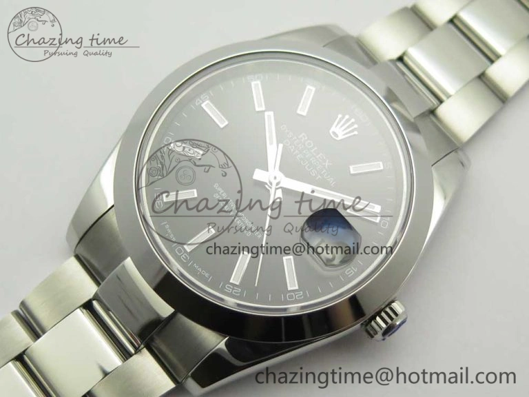 DateJust II 126334 41mm SS BP 1:1 Best Edition Black Dial Sticks Makers on Oyster Bracelet