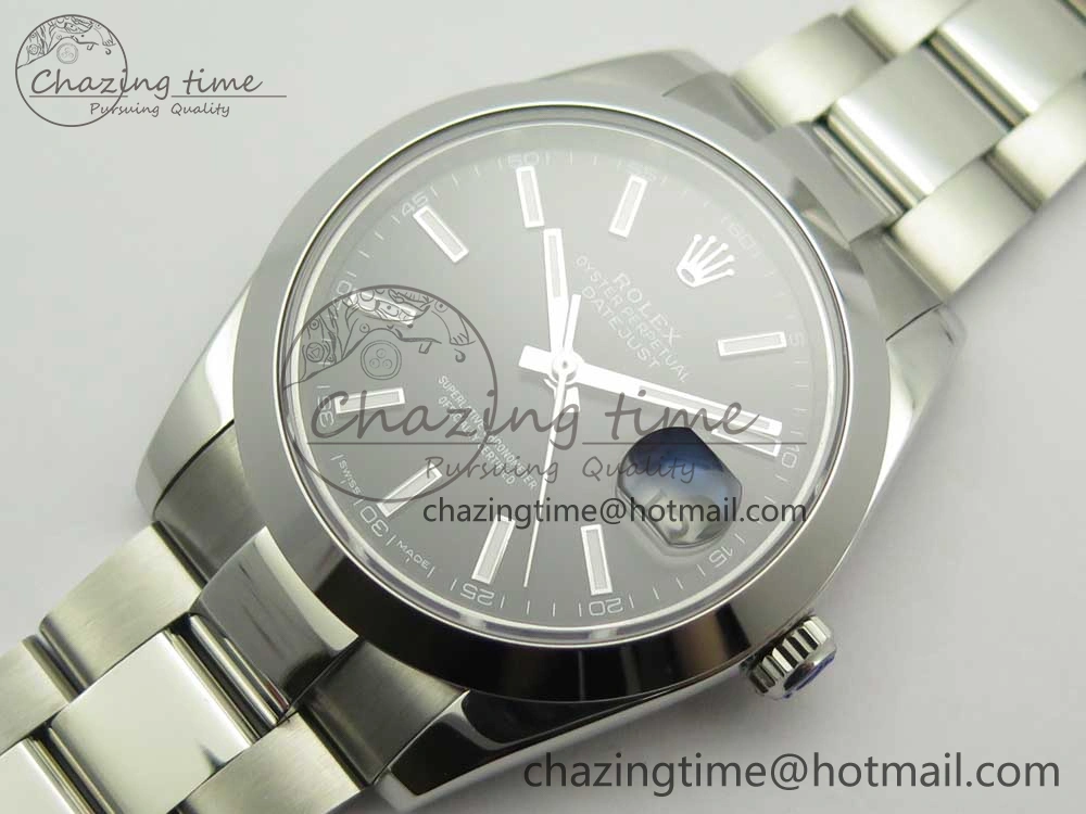 DateJust II 126334 41mm SS BP 1:1 Best Edition Black Dial Sticks Makers on Oyster Bracelet