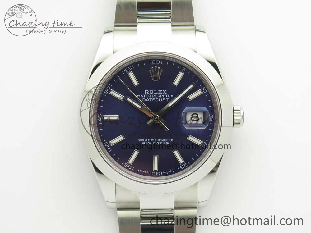 DateJust II 126334 41mm SS BP 1:1 Best Edition Blue Dial Sticks Makers on Oyster Bracelet