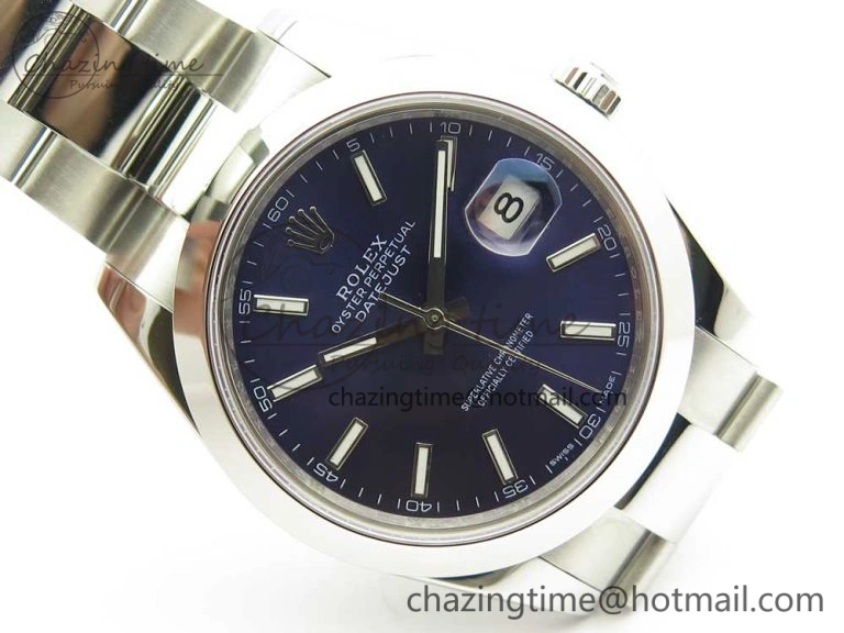 DateJust II 126334 41mm SS BP 1:1 Best Edition Blue Dial Sticks Makers on Oyster Bracelet