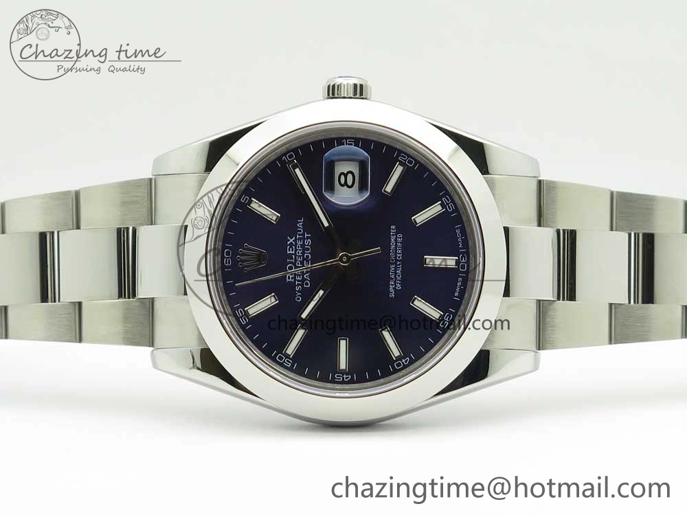 DateJust II 126334 41mm SS BP 1:1 Best Edition Blue Dial Sticks Makers on Oyster Bracelet
