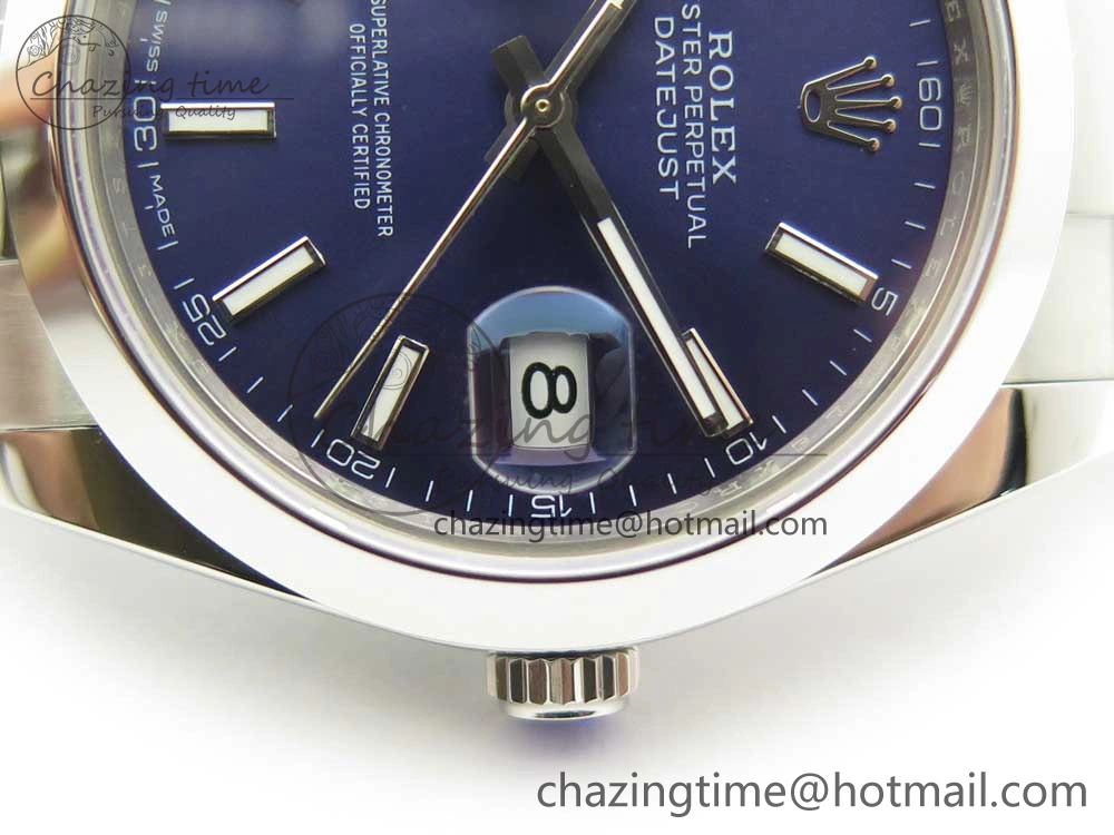 DateJust II 126334 41mm SS BP 1:1 Best Edition Blue Dial Sticks Makers on Oyster Bracelet