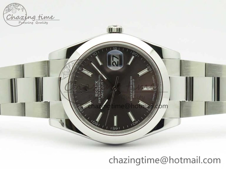 DateJust II 126334 41mm SS BP 1:1 Best Edition Gray Dial Sticks Makers on Oyster Bracelet