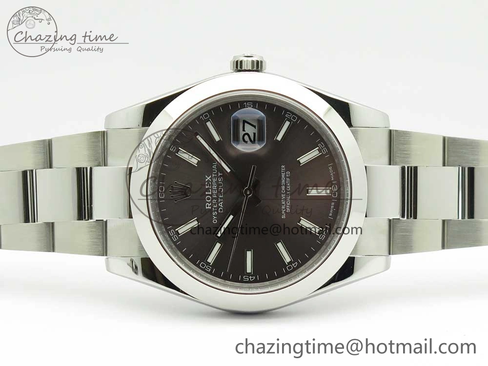 DateJust II 126334 41mm SS BP 1:1 Best Edition Gray Dial Sticks Makers on Oyster Bracelet
