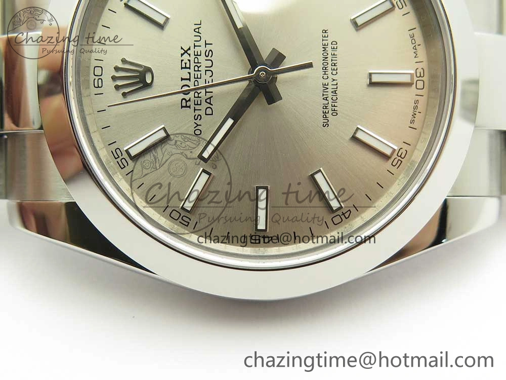 DateJust II 126334 41mm SS BP 1:1 Best Edition Silver Dial Sticks Makers on Oyster Bracelet