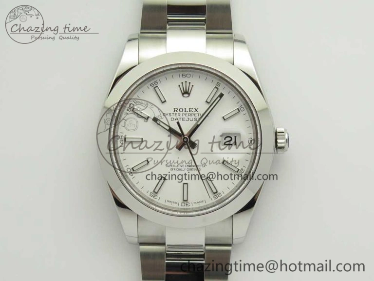 DateJust II 126334 41mm SS BP 1:1 Best Edition White Dial Sticks Makers on Oyster Bracelet