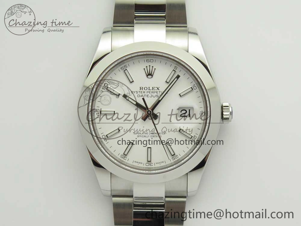 DateJust II 126334 41mm SS BP 1:1 Best Edition White Dial Sticks Makers on Oyster Bracelet