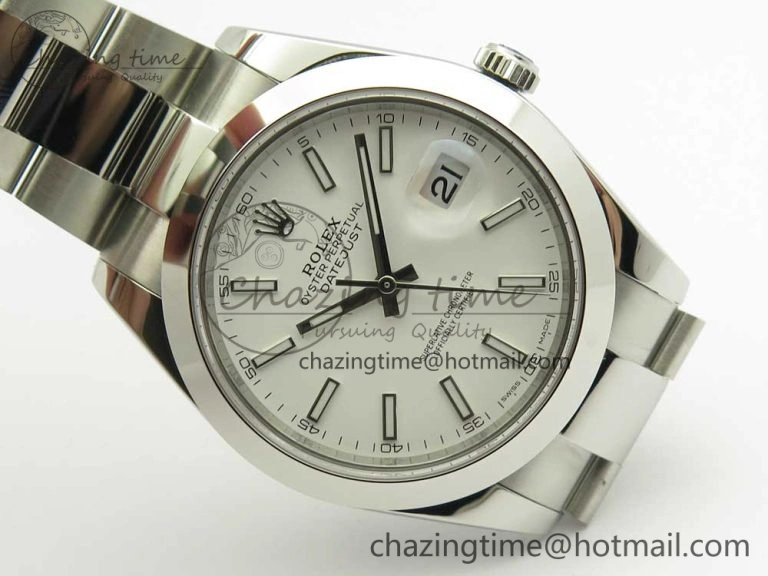 DateJust II 126334 41mm SS BP 1:1 Best Edition White Dial Sticks Makers on Oyster Bracelet