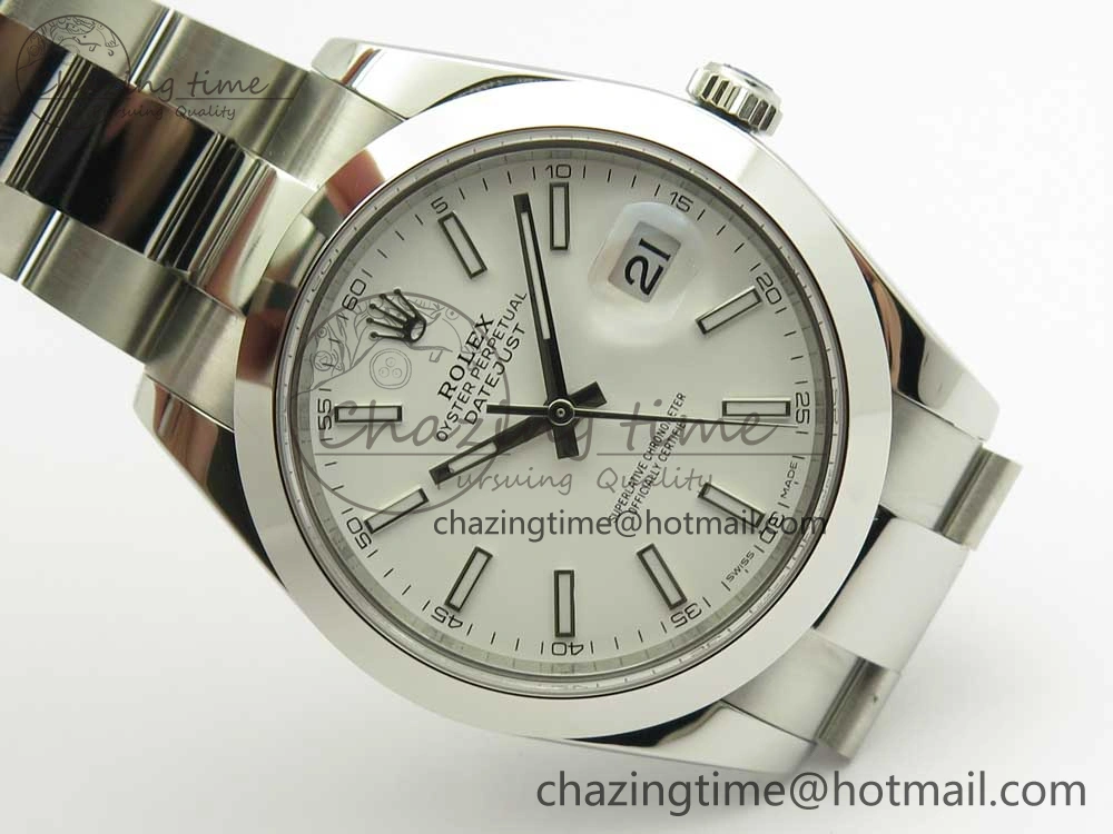 DateJust II 126334 41mm SS BP 1:1 Best Edition White Dial Sticks Makers on Oyster Bracelet