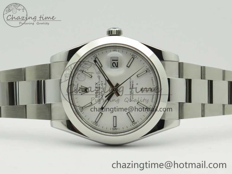 DateJust II 126334 41mm SS BP 1:1 Best Edition White Dial Sticks Makers on Oyster Bracelet