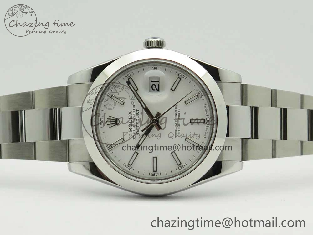 DateJust II 126334 41mm SS BP 1:1 Best Edition White Dial Sticks Makers on Oyster Bracelet