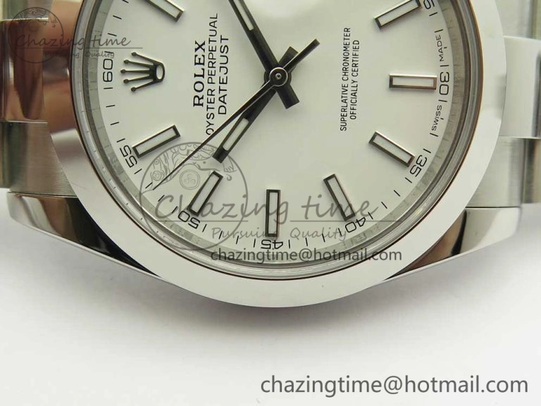DateJust II 126334 41mm SS BP 1:1 Best Edition White Dial Sticks Makers on Oyster Bracelet