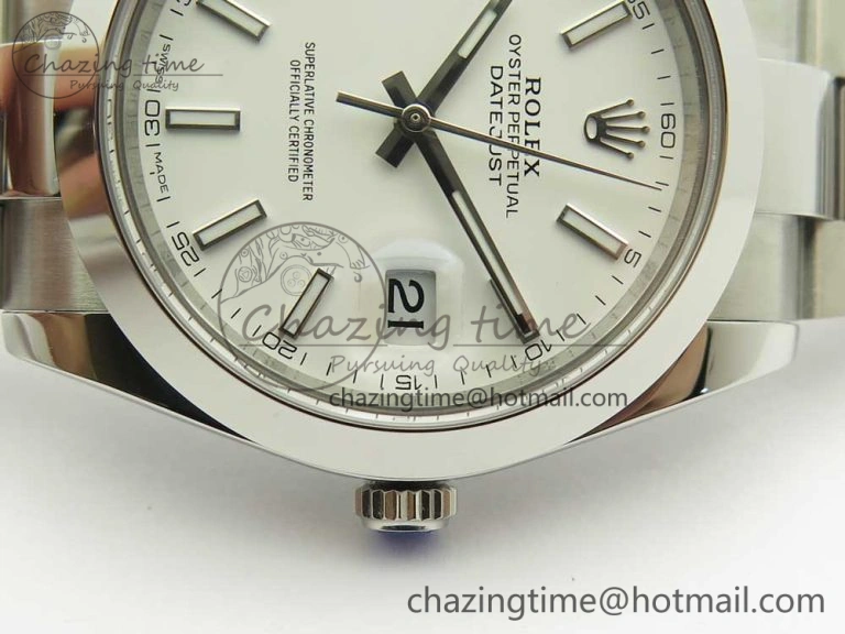 DateJust II 126334 41mm SS BP 1:1 Best Edition White Dial Sticks Makers on Oyster Bracelet