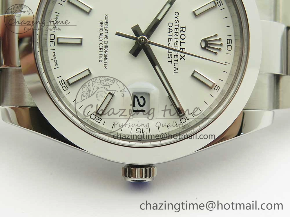 DateJust II 126334 41mm SS BP 1:1 Best Edition White Dial Sticks Makers on Oyster Bracelet