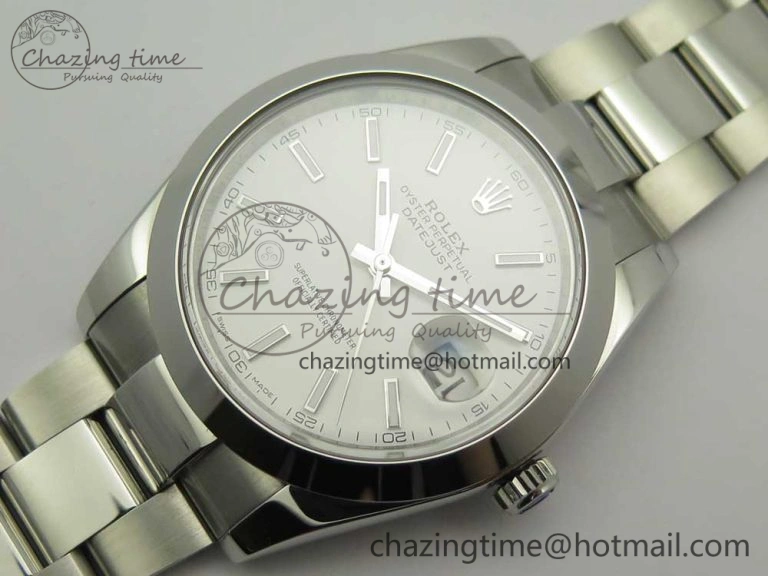 DateJust II 126334 41mm SS BP 1:1 Best Edition White Dial Sticks Makers on Oyster Bracelet