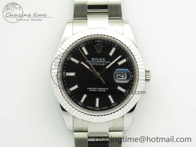 DateJust II 126334 41mm SS BP Maker 1:1 Best Edition Black Dial Fluted Bezel on Oyster Bracelet