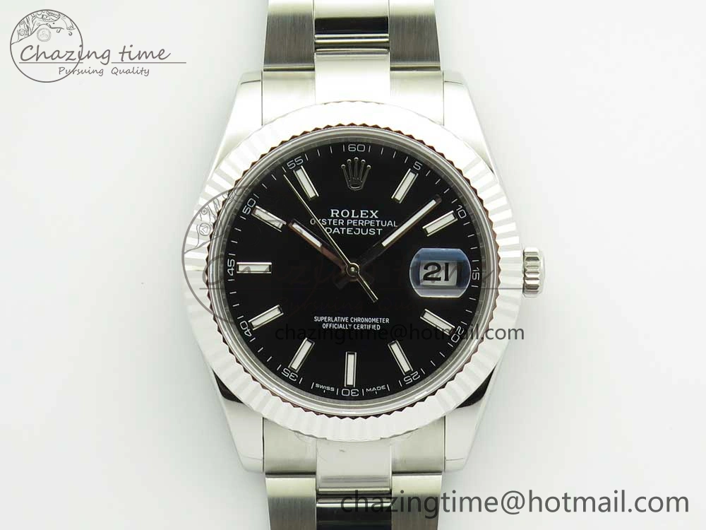DateJust II 126334 41mm SS BP Maker 1:1 Best Edition Black Dial Fluted Bezel on Oyster Bracelet