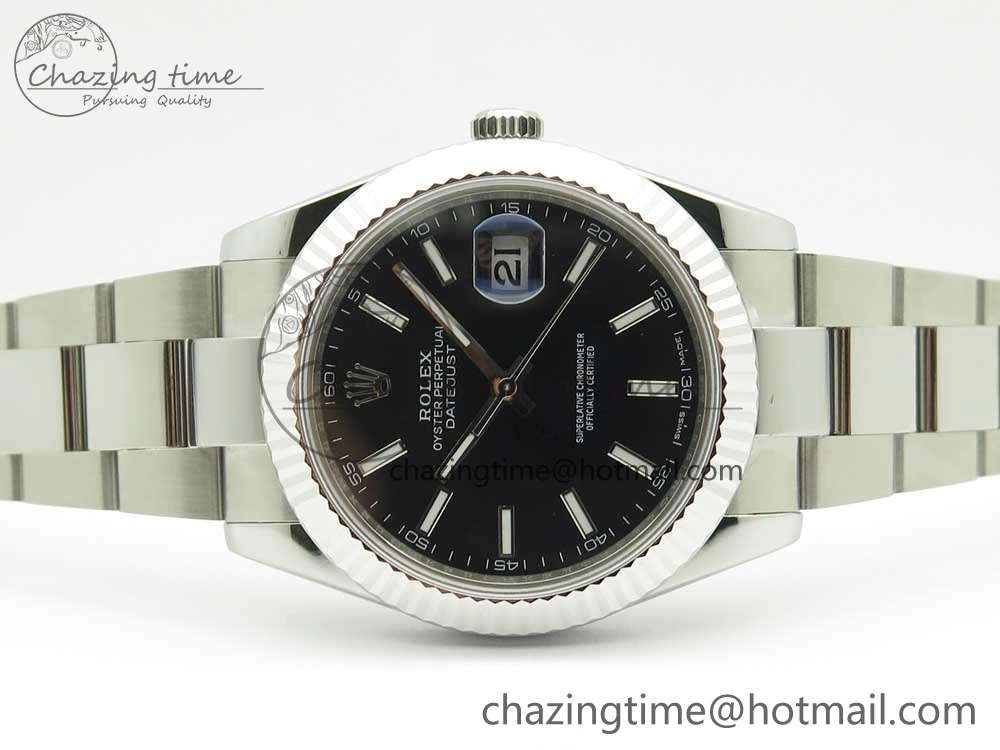 DateJust II 126334 41mm SS BP Maker 1:1 Best Edition Black Dial Fluted Bezel on Oyster Bracelet