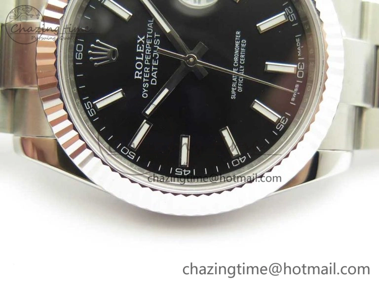 DateJust II 126334 41mm SS BP Maker 1:1 Best Edition Black Dial Fluted Bezel on Oyster Bracelet