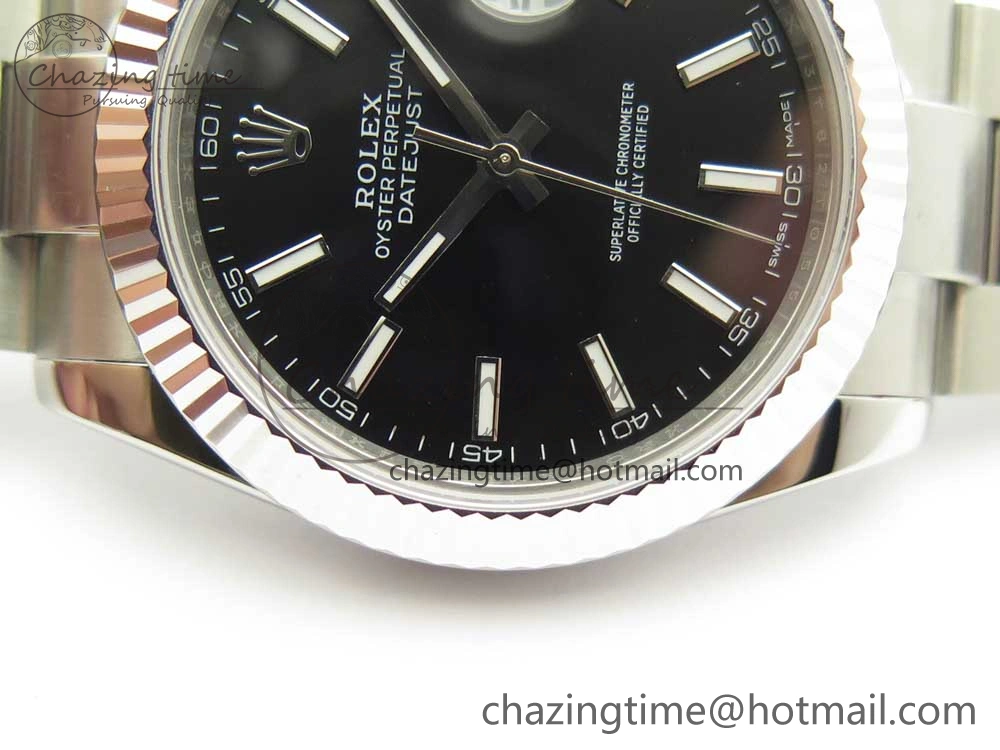 DateJust II 126334 41mm SS BP Maker 1:1 Best Edition Black Dial Fluted Bezel on Oyster Bracelet