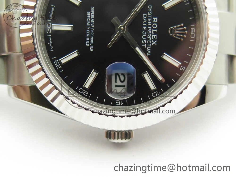 DateJust II 126334 41mm SS BP Maker 1:1 Best Edition Black Dial Fluted Bezel on Oyster Bracelet