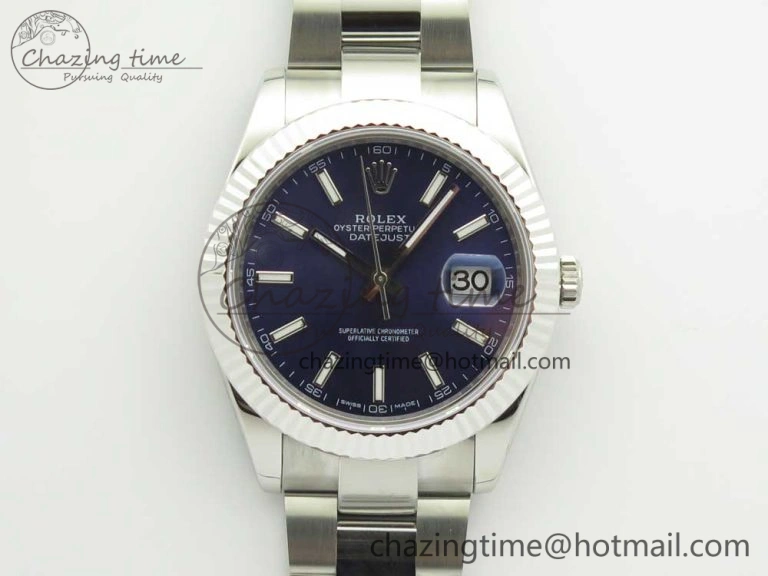 DateJust II 126334 41mm SS BP Maker 1:1 Best Edition Blue Dial Fluted Bezel on Oyster Bracelet