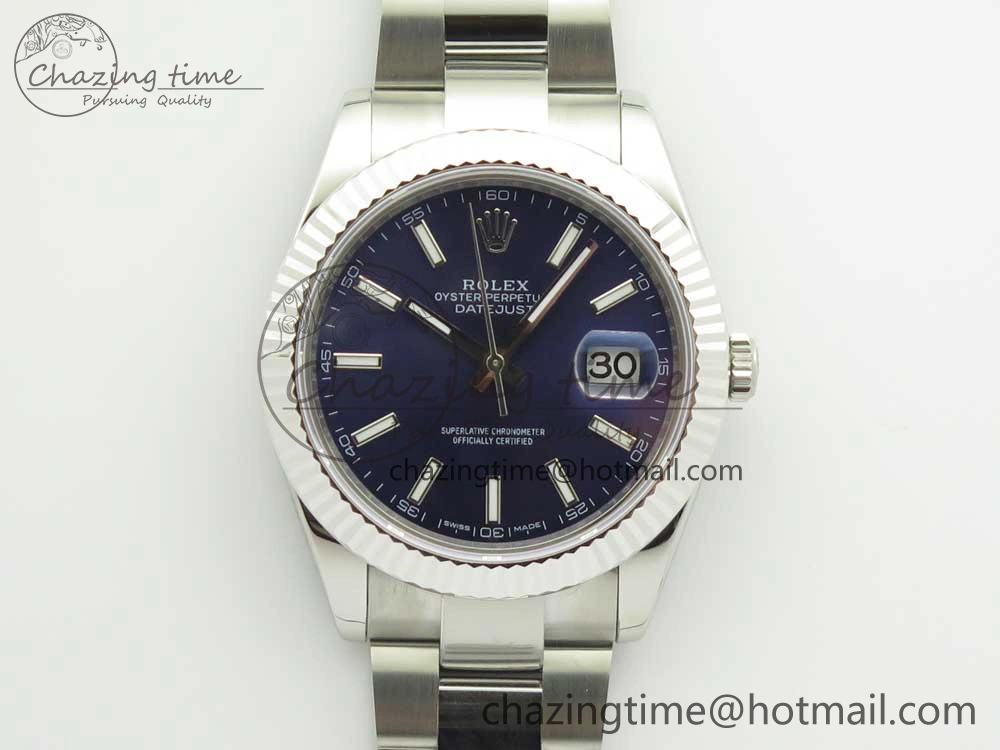 DateJust II 126334 41mm SS BP Maker 1:1 Best Edition Blue Dial Fluted Bezel on Oyster Bracelet