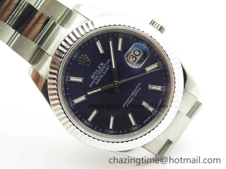 DateJust II 126334 41mm SS BP Maker 1:1 Best Edition Blue Dial Fluted Bezel on Oyster Bracelet