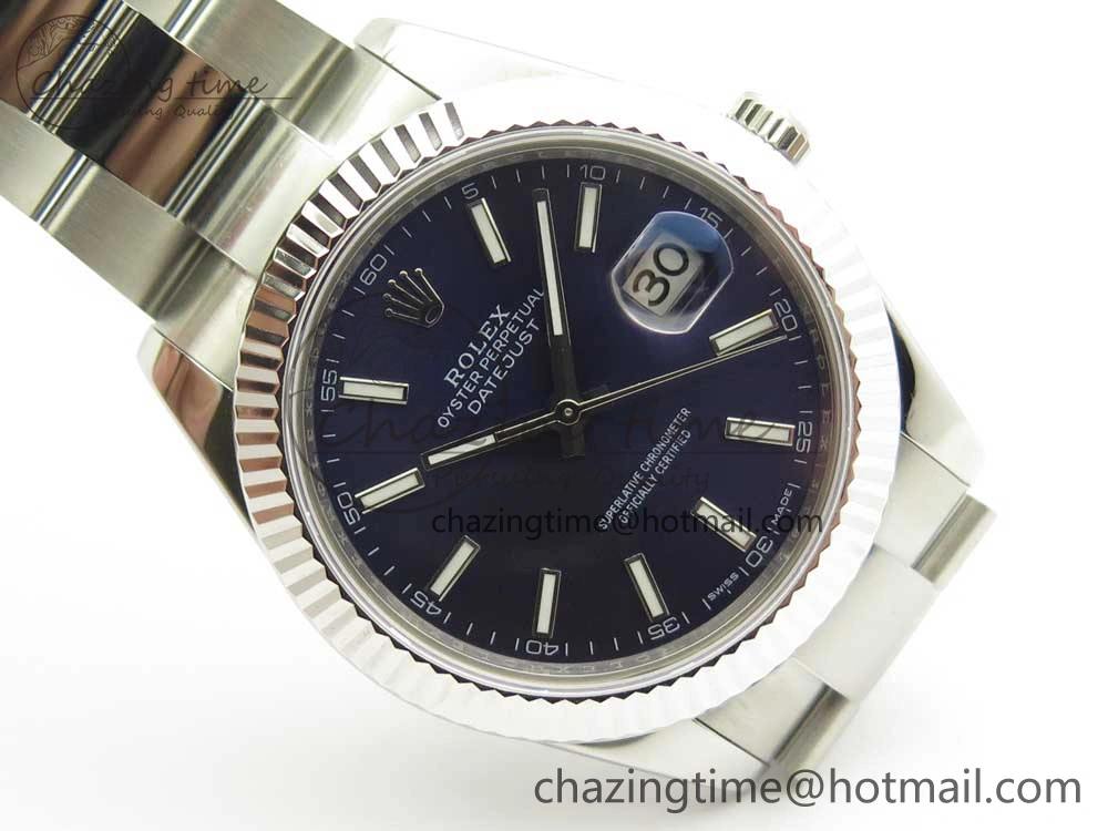 DateJust II 126334 41mm SS BP Maker 1:1 Best Edition Blue Dial Fluted Bezel on Oyster Bracelet